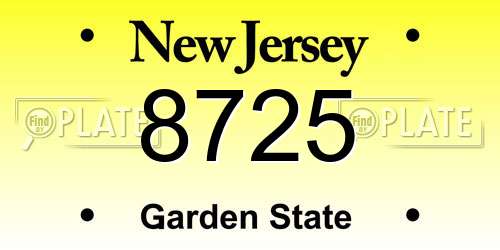 8725 New Jersey License Plate