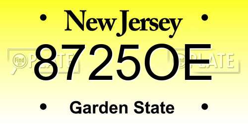 8725OE New Jersey License Plate