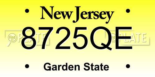 8725QE New Jersey License Plate