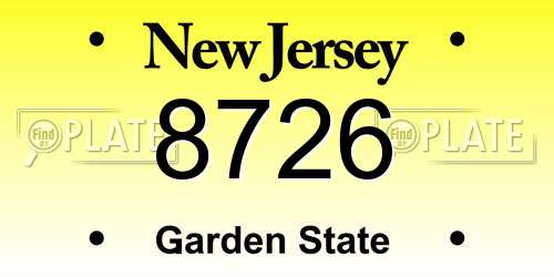 8726 New Jersey License Plate