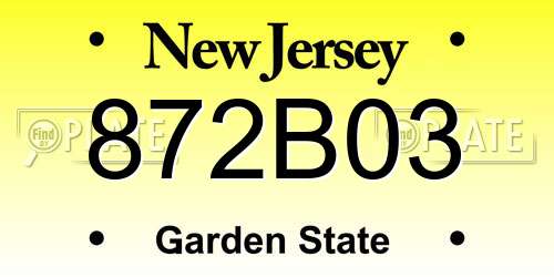 872B03 New Jersey License Plate