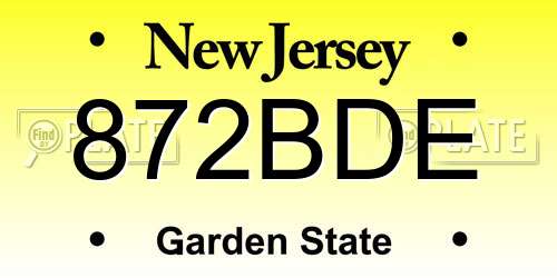 872BDE New Jersey License Plate