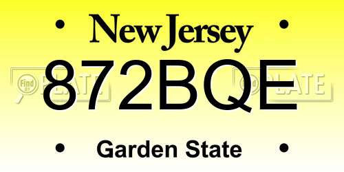 872BQE New Jersey License Plate