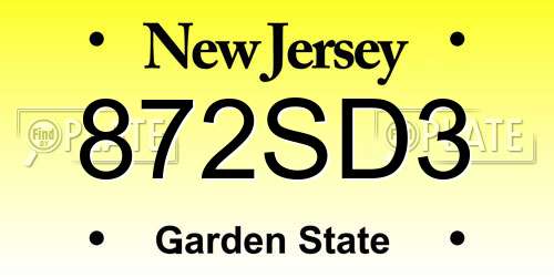872SD3 New Jersey License Plate