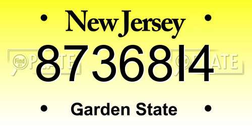 87368I4 New Jersey License Plate