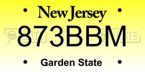 873BBM New Jersey License Plate