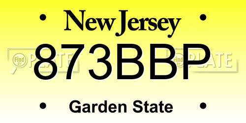 873BBP New Jersey License Plate