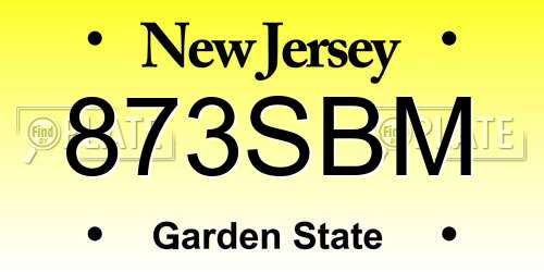 873SBM New Jersey License Plate