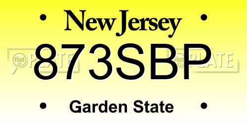 873SBP New Jersey License Plate