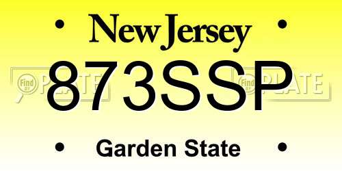 873SSP New Jersey License Plate