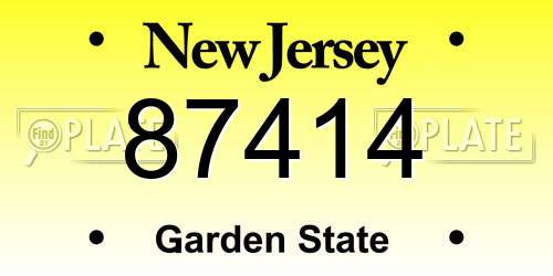 87414 New Jersey License Plate