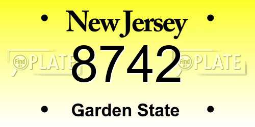 8742 New Jersey License Plate