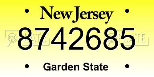 8742685 New Jersey License Plate