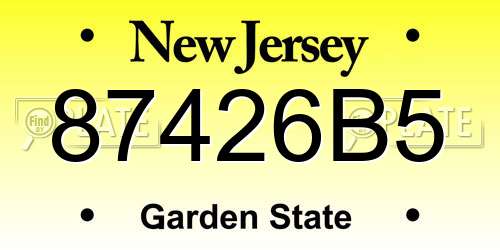 87426B5 New Jersey License Plate