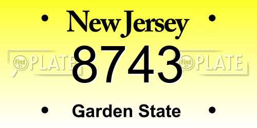 8743 New Jersey License Plate
