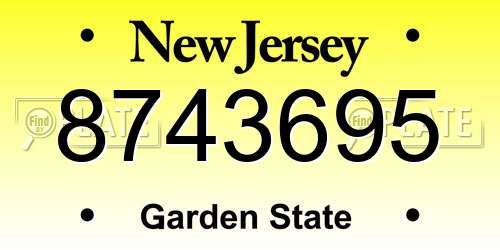 8743695 New Jersey License Plate