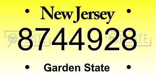 8744928 New Jersey License Plate