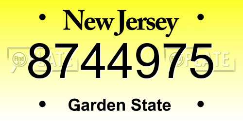 8744975 New Jersey License Plate