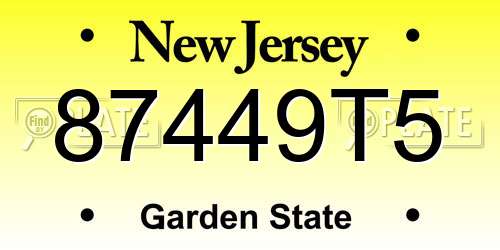 87449T5 New Jersey License Plate