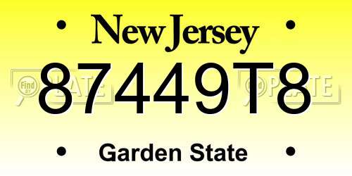 87449T8 New Jersey License Plate