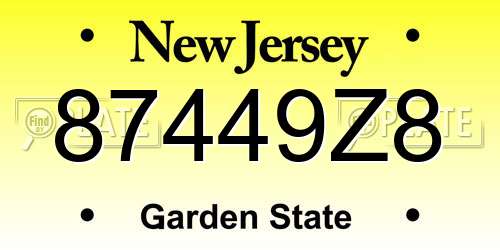 87449Z8 New Jersey License Plate