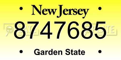 8747685 New Jersey License Plate
