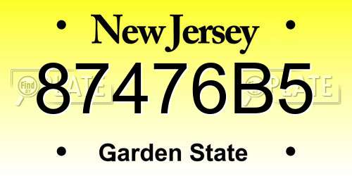 87476B5 New Jersey License Plate