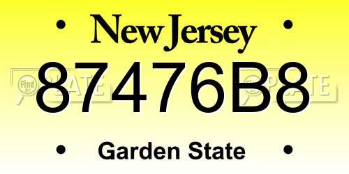 87476B8 New Jersey License Plate