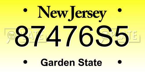 87476S5 New Jersey License Plate