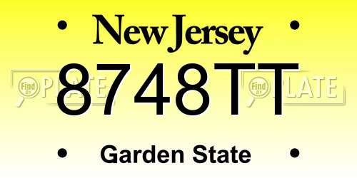 8748TT New Jersey License Plate