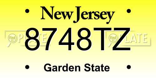 8748TZ New Jersey License Plate