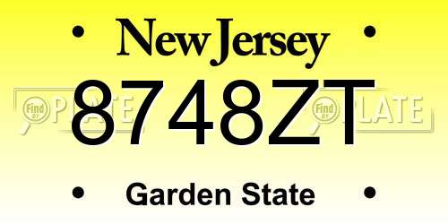 8748ZT New Jersey License Plate