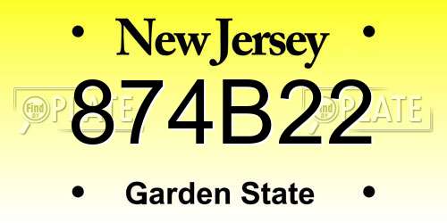 874B22 New Jersey License Plate