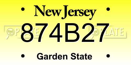 874B27 New Jersey License Plate