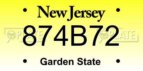 874B72 New Jersey License Plate