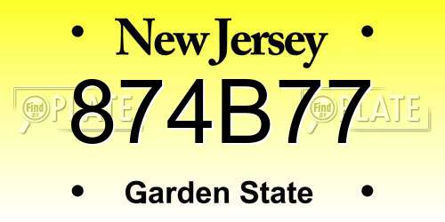 874B77 New Jersey License Plate