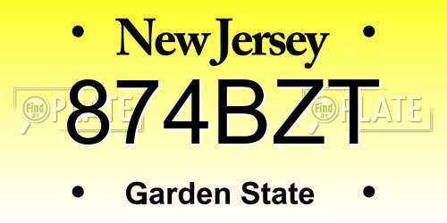 874BZT New Jersey License Plate