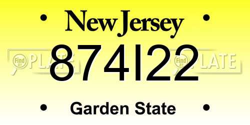 874I22 New Jersey License Plate