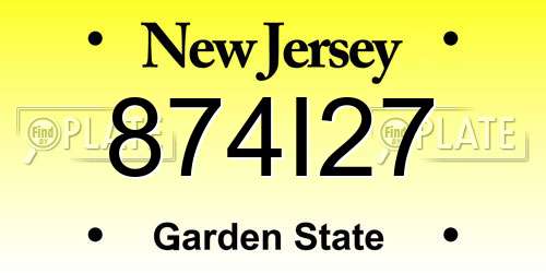 874I27 New Jersey License Plate