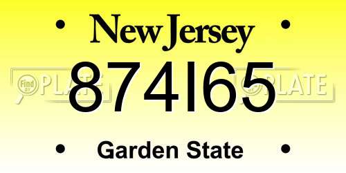 874I65 New Jersey License Plate