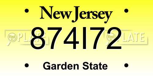 874I72 New Jersey License Plate