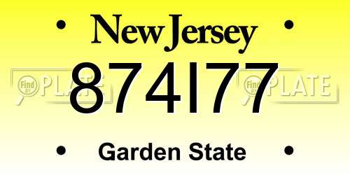 874I77 New Jersey License Plate
