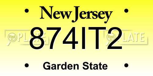 874IT2 New Jersey License Plate