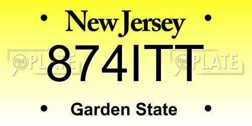 874ITT New Jersey License Plate