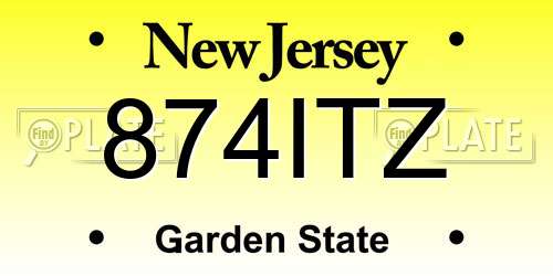 874ITZ New Jersey License Plate