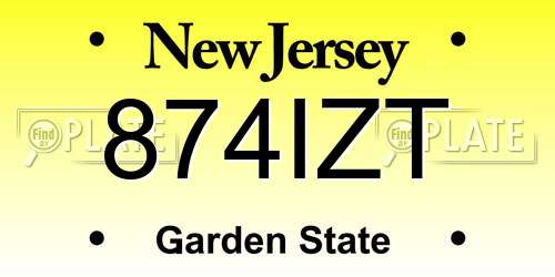 874IZT New Jersey License Plate