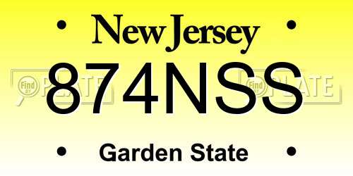 874NSS New Jersey License Plate