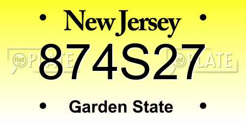 874S27 New Jersey License Plate