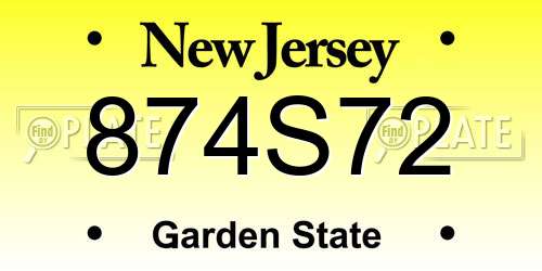 874S72 New Jersey License Plate