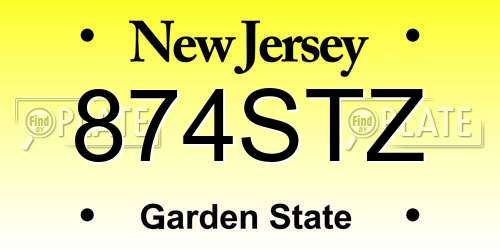 874STZ New Jersey License Plate